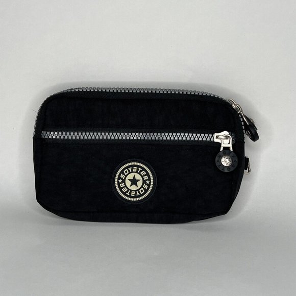 SOYATER Canvas Black Clutch Bag Travel Purse Unused - Picture 1 of 10